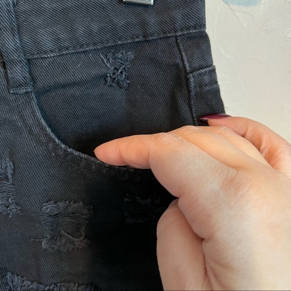 Forever 21 Black Distressed Booty Denim Shorts - Picture 3 of 9